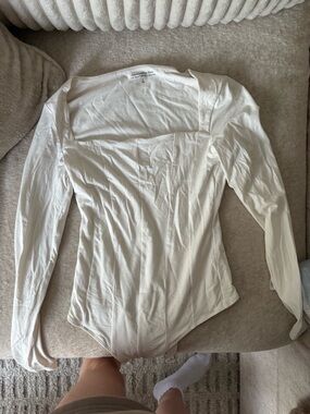 Abercrombie & Fitch White Long-Sleeve Bodysuit